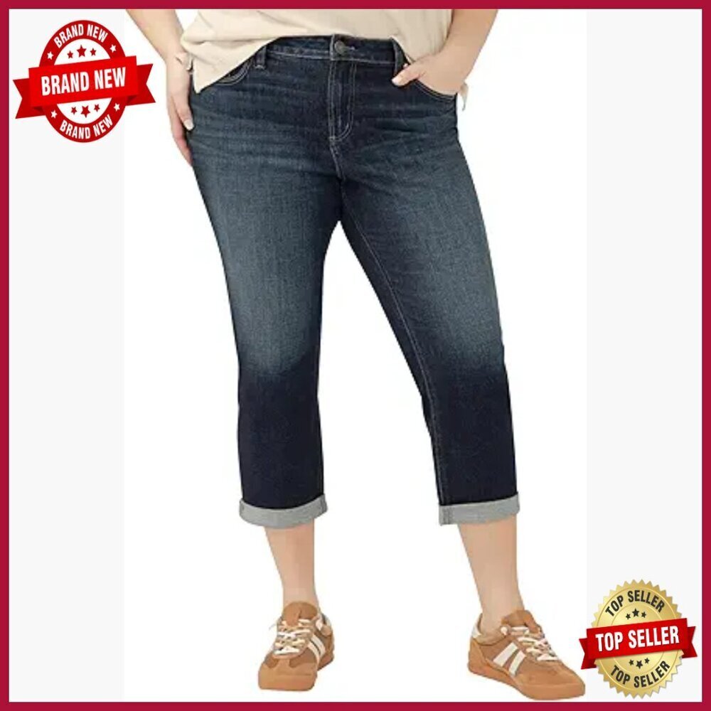 Plus Size Mid Rise Capri Jeans, Comfort Fit, Stretch Cotton Blend
